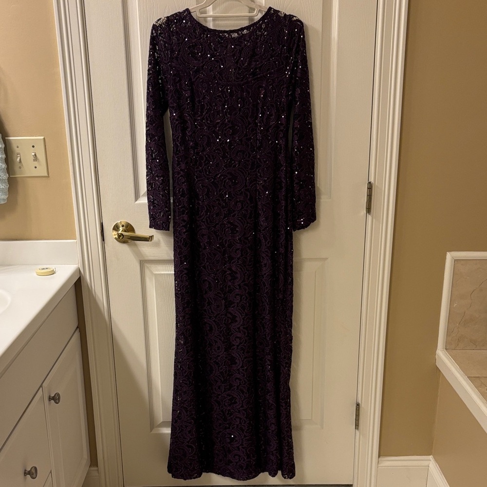 Marina Long eggplant colored gown Size 10